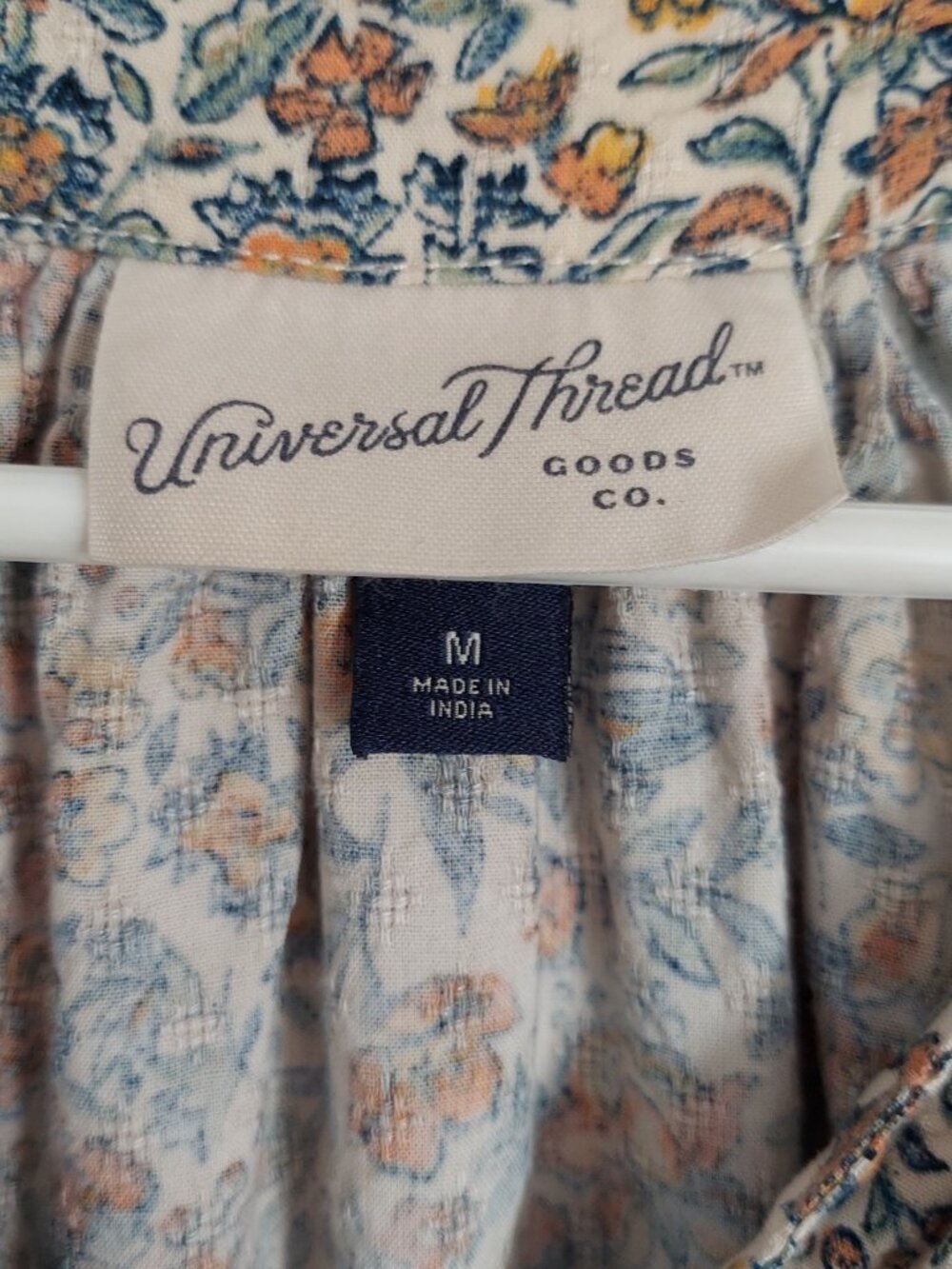 Universal Thread Floral Boho Cotton Blouse Medium Lightweight Soft Top - Picture 11 of 12